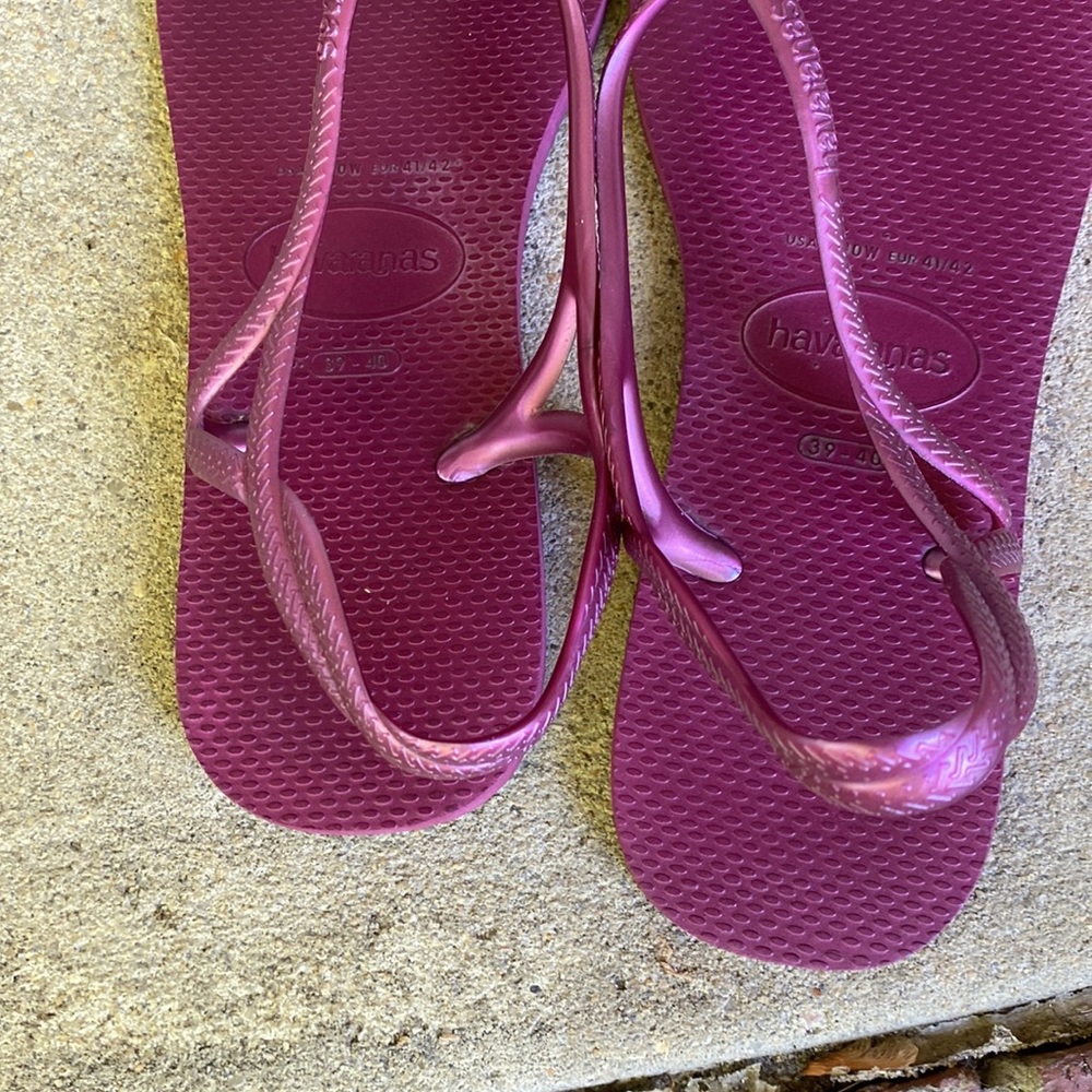 Havaianas purple glitter flips 39/40 merlot worn 3x! 9 sandals flip flop thong - Picture 4 of 10